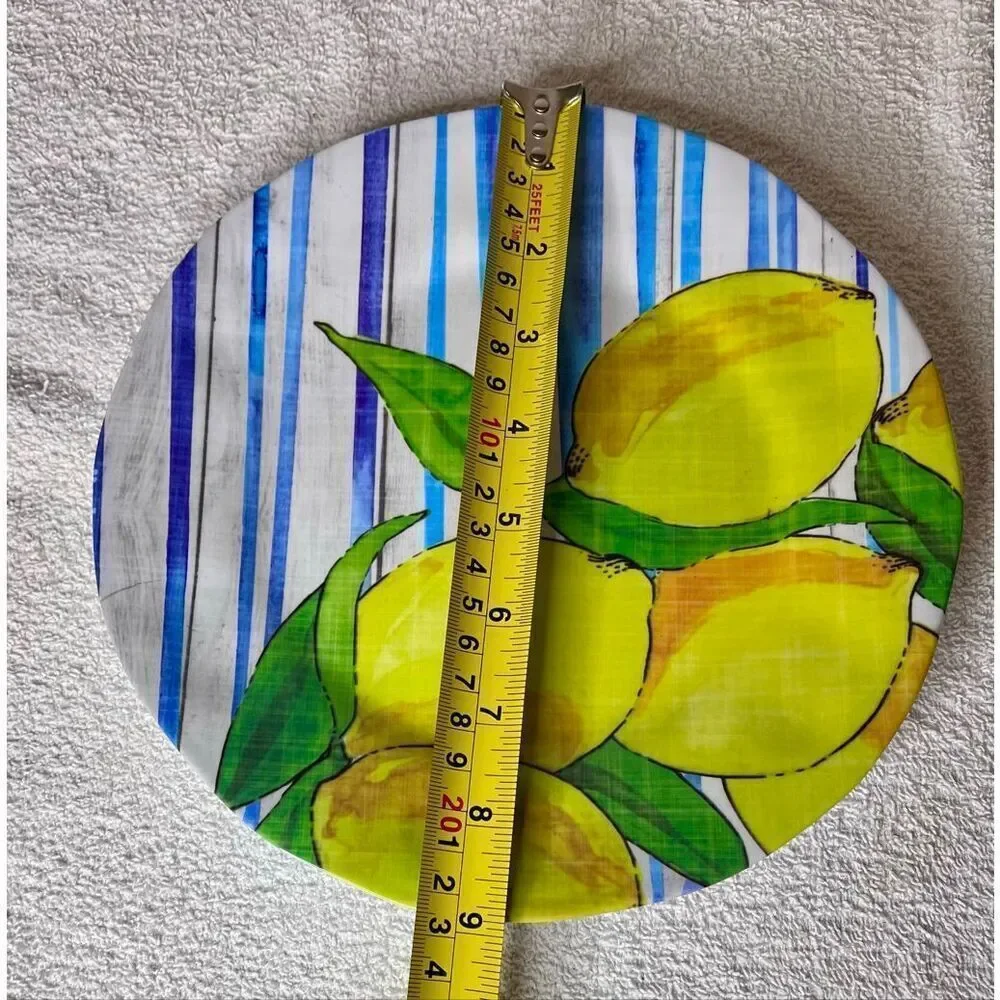 Set of 4 CYNTHIA ROWLEY Lemon and Blue Stripe 9